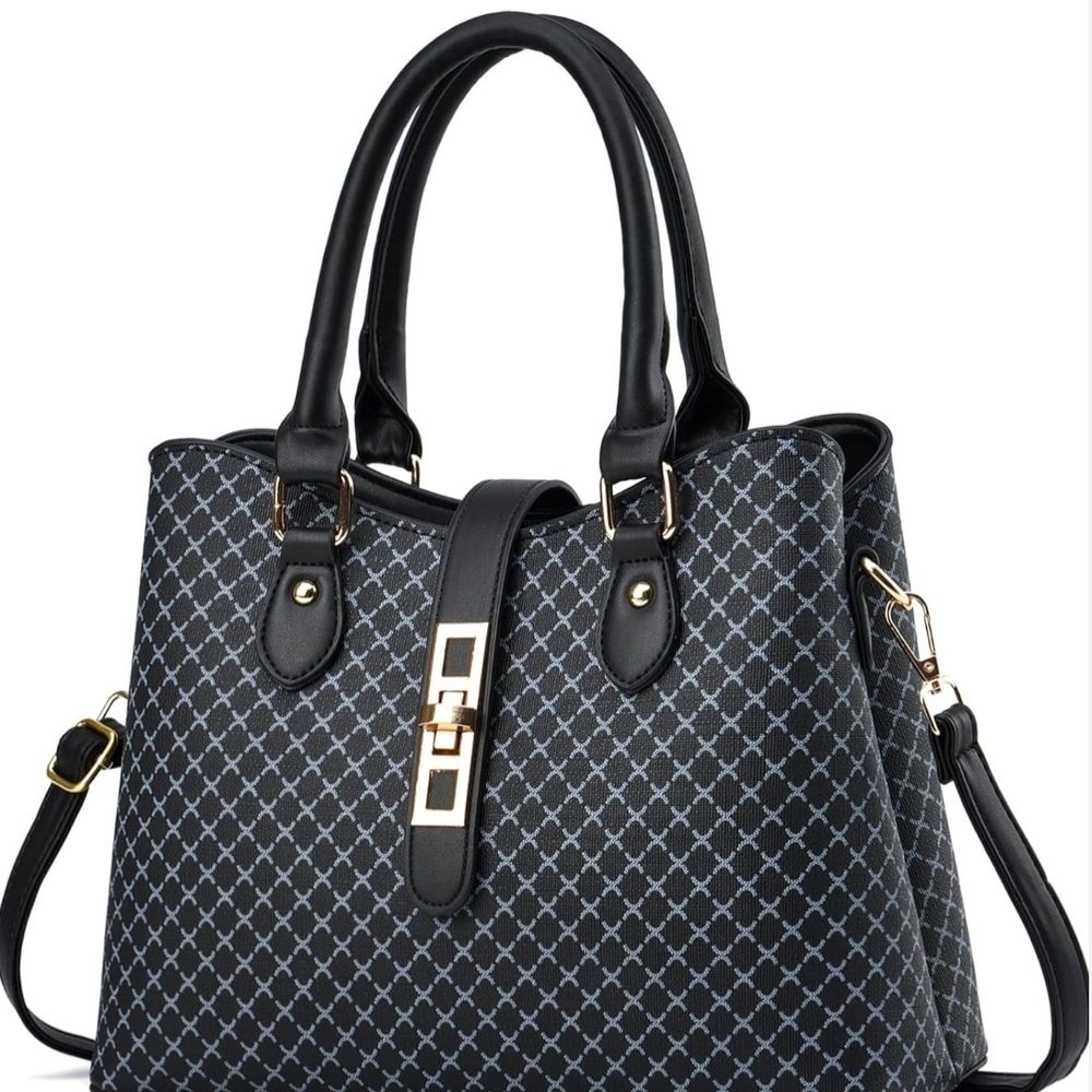 New Elegant Black and Blue Patterned Women's Handbag